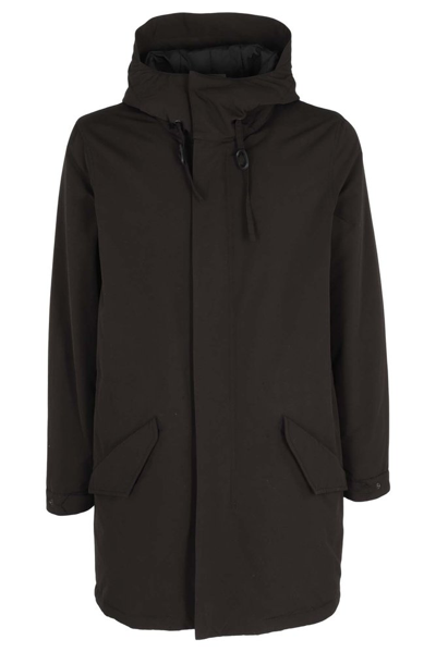 Aspesi Hooded Zipped Coat In Black