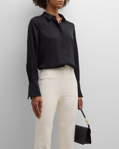 Kobi Halperin Larissa Split-cuff Button-down Blouse In Black