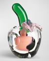 Kosta Boda We Love Apples, Clear/pink Decorative Accent By Asa Jungnelius In Transparent