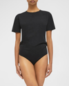 Wolford Aurora Pure Cut String Short-sleeve Bodysuit In Black
