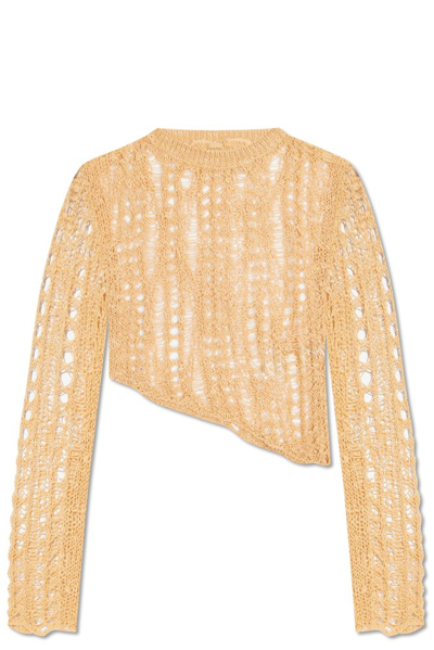 Cult Gaia Gill Openwork Knitted Asymmetric Jumper In Beige