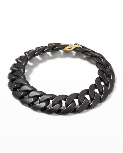 Roberto Demeglio Matte Black Ceramic Link Bracelet With Gold Clasp