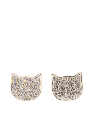 Karl Lagerfeld K/cat Embellished Earrings In Silver
