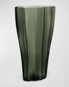 Orrefors Reed Moss Green Large Vase, 11.6"