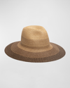 Eugenia Kim Emmanuelle Metallic Two-tone Paper Straw Fedora In Natural Camel Cho