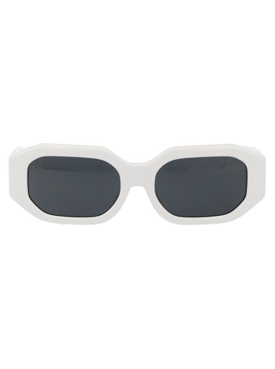 Attico Linda Farrow X The  Blake Geometric Frame Sunglasses In White