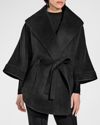 Sentaler Belted Shawl-collar Cape In Black