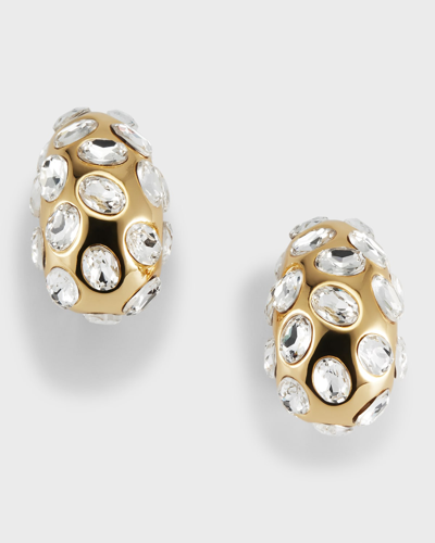 Kenneth Jay Lane Gold And Crystal Domed Clip-on Earrings