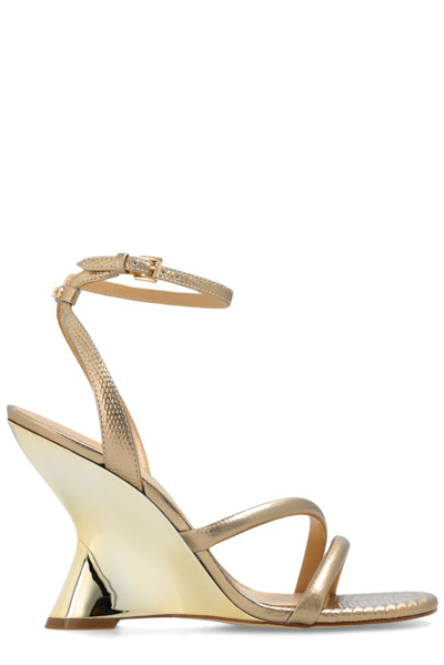 Michael Michael Kors Nadina Wedge Sandals In Gold