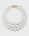 KENNETH JAY LANE 3-ROW PEARLY NECKLACE