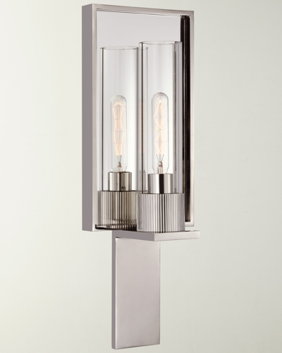 Visual Comfort Signature Beza Single Reflector Sconce In Polished Nickel By Ray Booth In Transparent