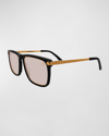 Vintage Frames Company Men's Don Acetate 24k Yellow Gold Rectangle Sunglasses In Tobacco Gradient