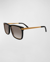 Vintage Frames Company Men's Don Acetate 24k Yellow Gold Rectangle Sunglasses In Black Gradient