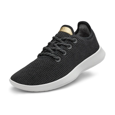 Allbirds Wool Runner Contrast-sole Wool Low-top Trainers In Natural Black/dark Grey