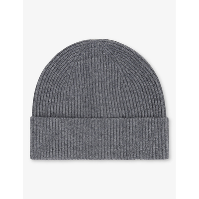 Reiss Chaise - Charcoal Merino Wool Ribbed Beanie Hat, One