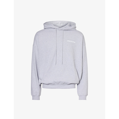Cole Buxton Mens Light Grey Marl Cb Sportswear Logo-print Relaxed-fit Cotton-jersey Hoody