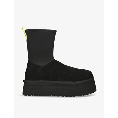 Ugg Womens Black Classic Dipper Suede And Rubber Boots