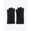 Reiss Mens Black Aragon Shearling-lined Suede Gloves