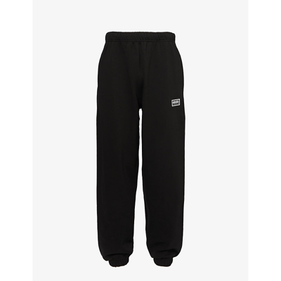 Kenzo Mens Black Logo-print Relaxed-fit Cotton-jersey Jogging Bottoms