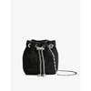 Reiss Black Demi Crystal-embellished Woven Mini Bucket Bag