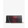 ASPINAL OF LONDON ASPINAL OF LONDON BLACK AVA LOGO-BADGE CROC-EMBOSSED LEATHER CLUTCH BAG
