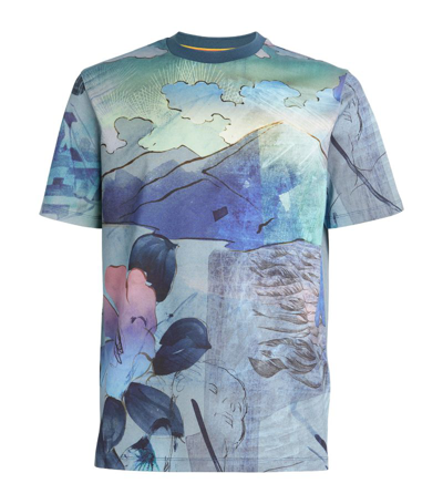 Paul Smith Narcissus Print T-shirt In Blue