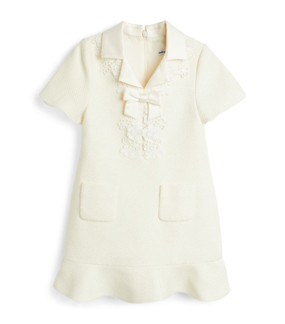 Self-portrait Kids' Bow-front Collared Dress (3-12 Years) In White