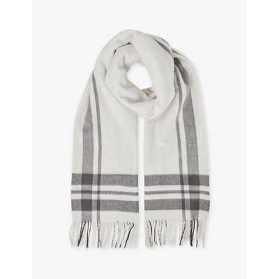 Reiss Martina - Grey/ecru Lambswool Checked Scarf,