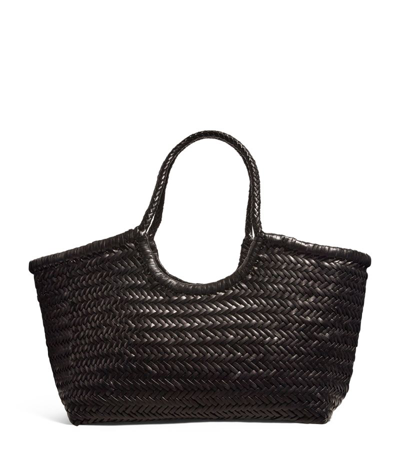 Dragon Diffusion Large Leather Woven Nantucket Tote Bag In Black