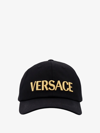 Versace Adjustable Logo Embroidered Cotton Cap In Black