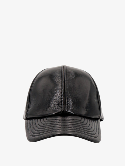 Courrèges Black Faux-leather Logo Cap