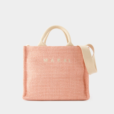 Marni Small Basket Canvas Tote Bag In Pink