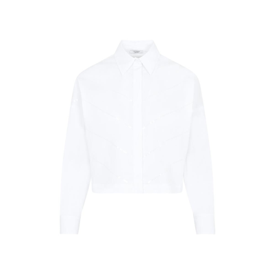 Peserico Beaded-trim Long-sleeve Cotton Shirt In White