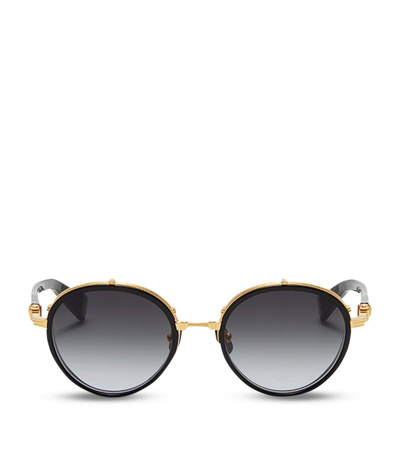 Balmain Eyewear Croissy Round Sunglasses In Black