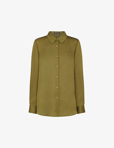 Whistles Molly Satin Shirt In Green