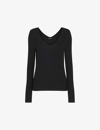 WHISTLES WHISTLES WOMEN'S BLACK RIBBED JERSEY TOP