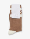 Varley Spencer Logo-intarsia Socks In Chanterelle/egret