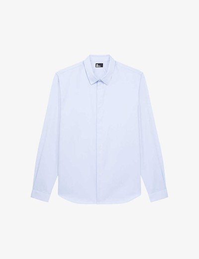The Kooples Mens Sky Regular-fit Long-sleeve Cotton Shirt In Blue
