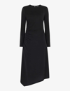 WHISTLES WHISTLES WOMEN'S BLACK RUCHED MODAL-BLEND JERSEY MIDI DRESS