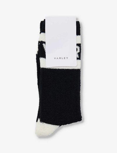 Varley Spencer Logo-intarsia Socks In Black/egret