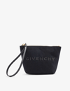 GIVENCHY GIVENCHY WOMENS BLACK BRAND-EMBROIDERED COTTON-BLEND POUCH