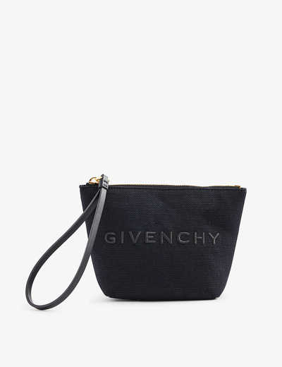 Givenchy Womens Black Brand-embroidered Cotton-blend Pouch