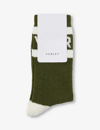 Varley Spencer Logo-intarsia Socks In Dark Olive/egret