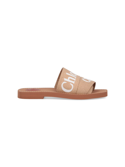 Chloé 'woody' Sandals In Beige