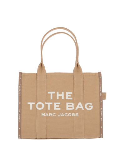 Marc Jacobs Ithe Large Tote Bag N Canvas With Jacquard Logo In Beige