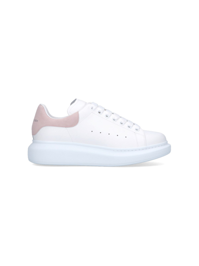 Alexander Mcqueen Oversized Sole Sneakers With Pink Heel Tab In White