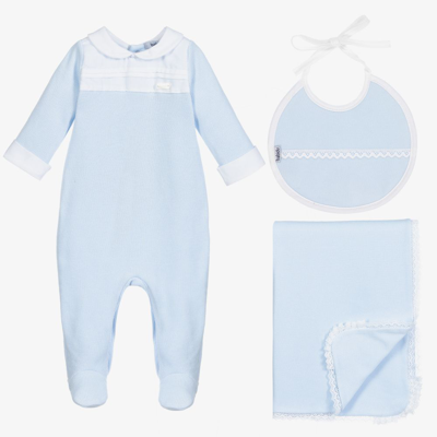 Babidu Babies' Blue Cotton 3 Piece Gift Set