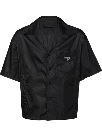 Prada Re-nylon Short-sleeved Shirt In Black