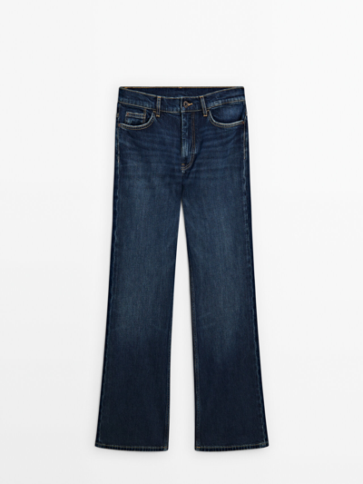 Massimo Dutti High-waist Boot-cut Jeans In Medium Blue