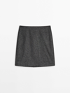 Massimo Dutti Wool Blend Herringbone Short Skirt In Grau